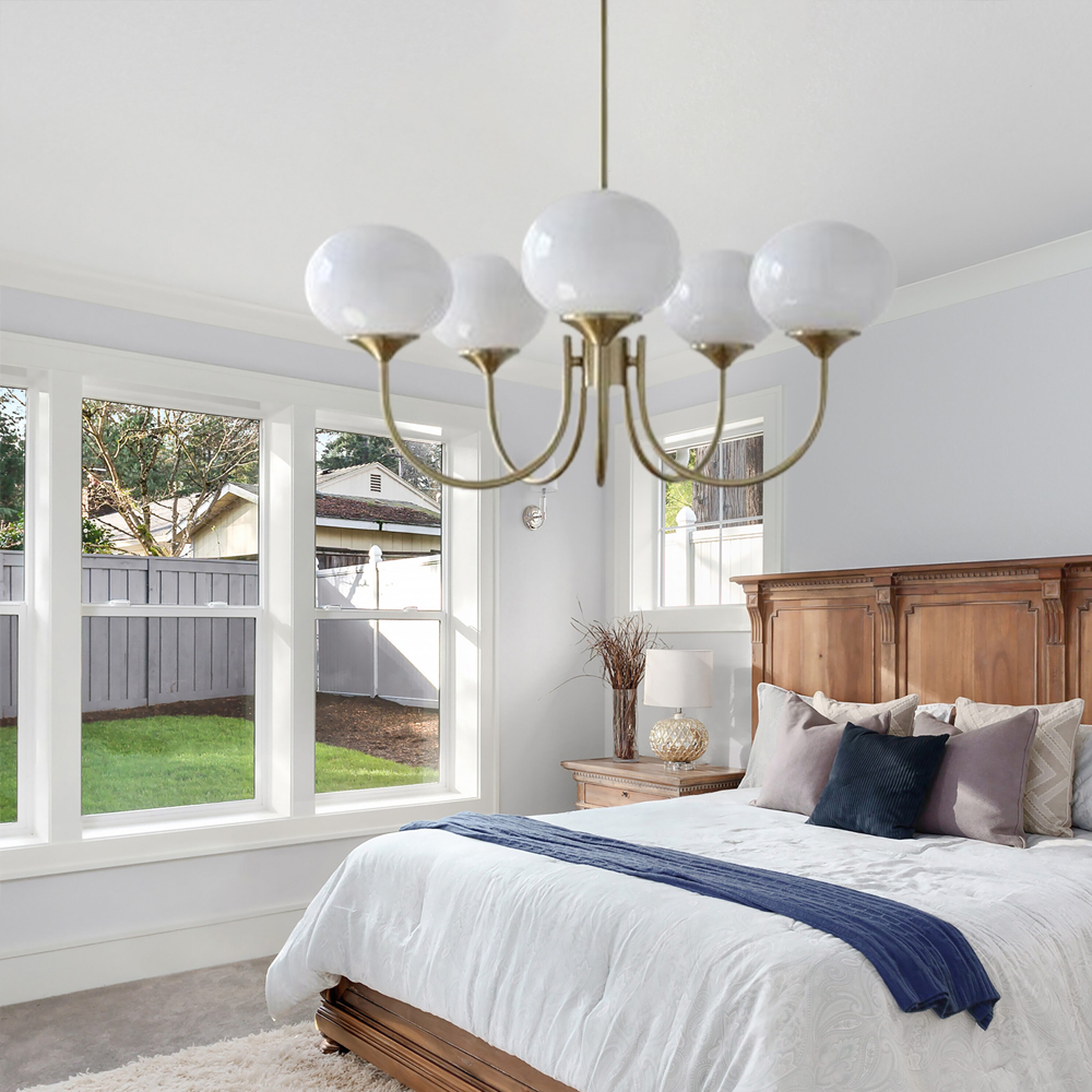 Milk Pink Glass Pendant Light Bubble Chandelier