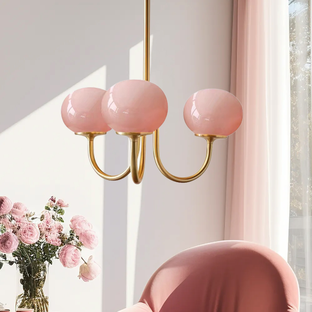 Milk Pink Glass Pendant Light Bubble Chandelier