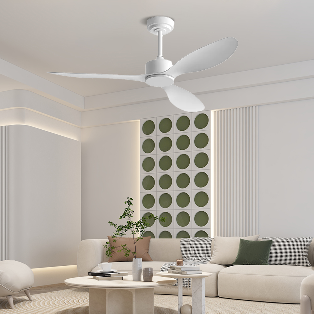 Nordic Style Dining Room Bedroom Walnut Ceiling Fan Light 52''