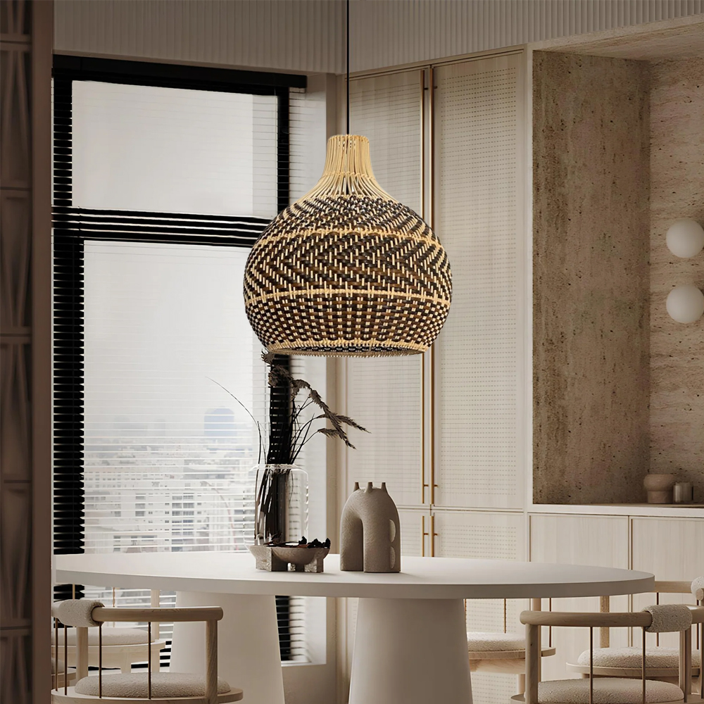 Brown Rattan Pendant Light Interior