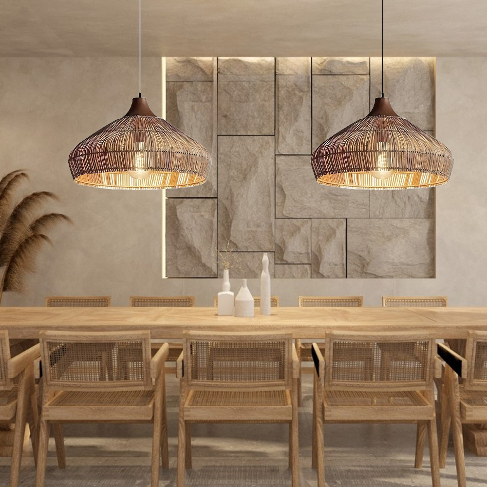 Japanese Hand-woven Rattan Lampshade Suitable For Dining Room Table