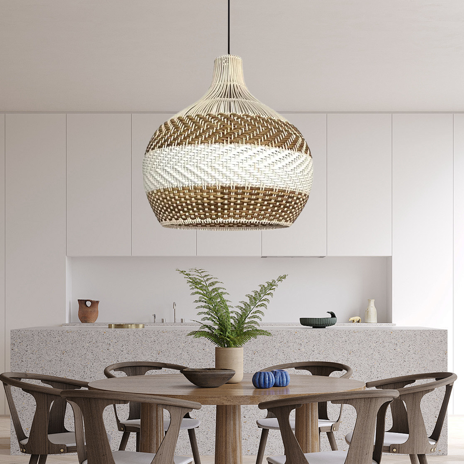 White Rattan Pendant Light Interior Decor
