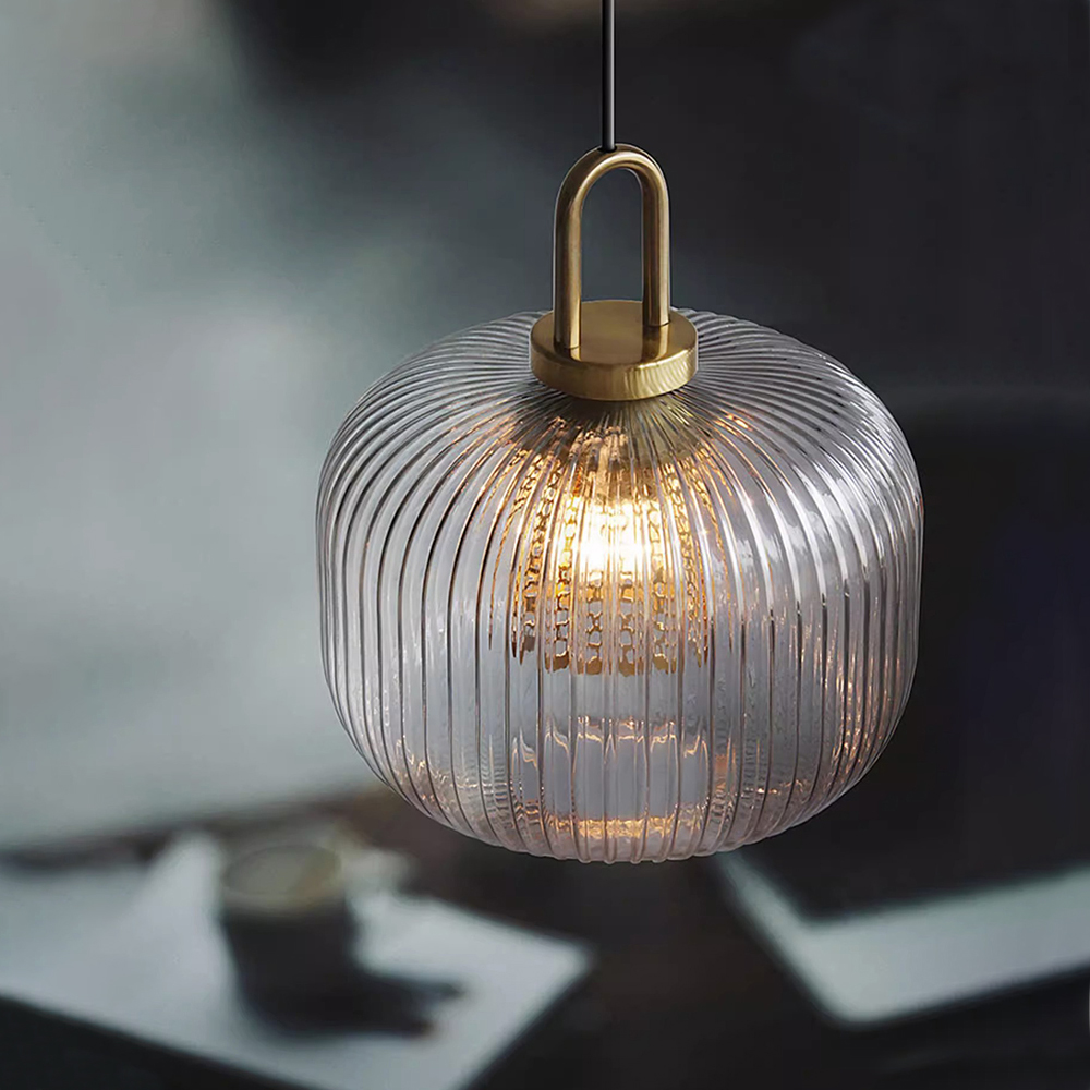 Clear Glass Pendant Light Shade With Brass Fitting