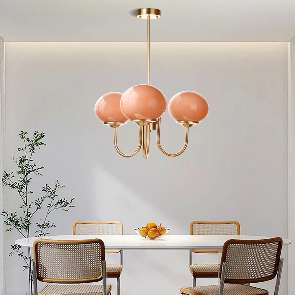 Milk Pink Glass Pendant Light Bubble Chandelier