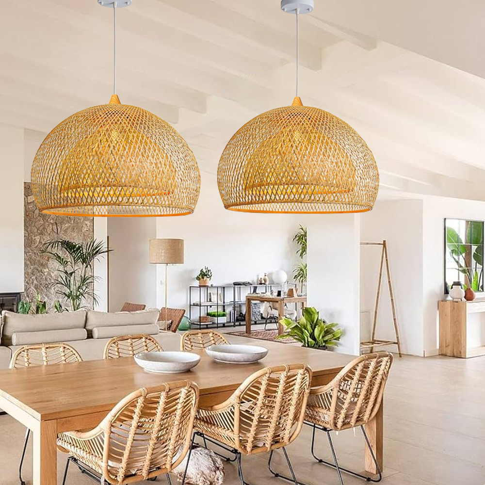 Creative Simple Modern Pastoral Living Room Pendant Lamp Bamboo Weaving