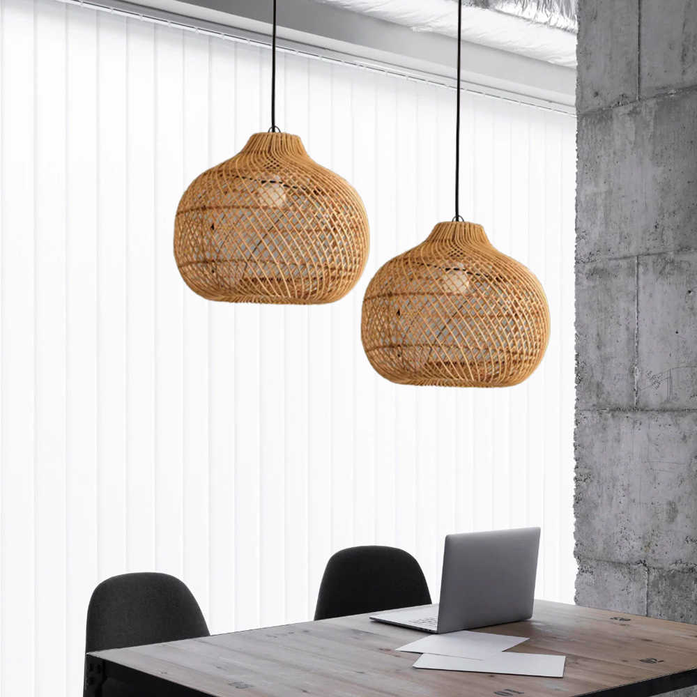 Handmade Rattan Lampshade Wicker Lamp Rustic Pendant Light