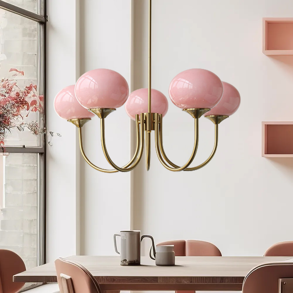 Milk Pink Glass Pendant Light Bubble Chandelier