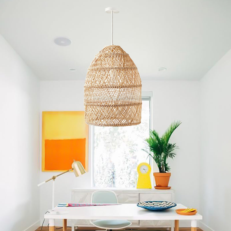 Basket Rattan Woven Lantern Chandelier Pendant Lamp Shade