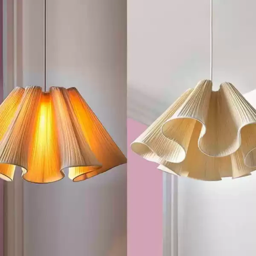 Nordic Simple Fabric Pendant Light Dining Room Pleated Chandelier