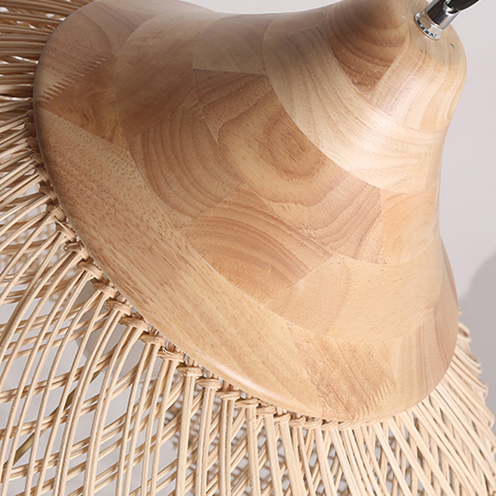 Wabi-sabi Retro Living Room Rattan Pendant Light Solid Wood Restaurant Lampshade