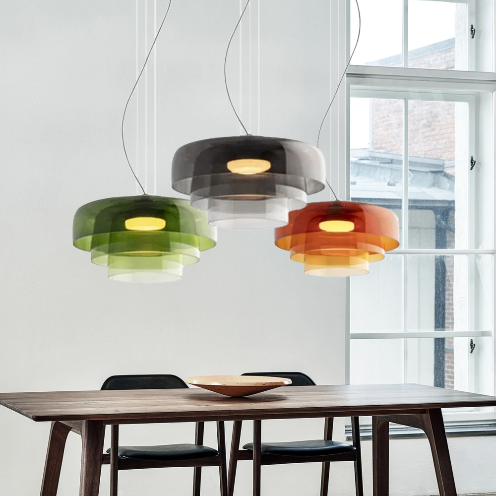 Nordic Triple Layer Glass Pendant Lights Dining Room  Chandelier