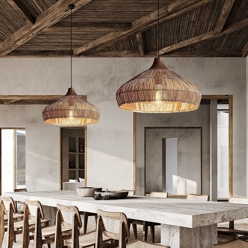 Japanese Hand-woven Rattan Lampshade Suitable For Dining Room Table