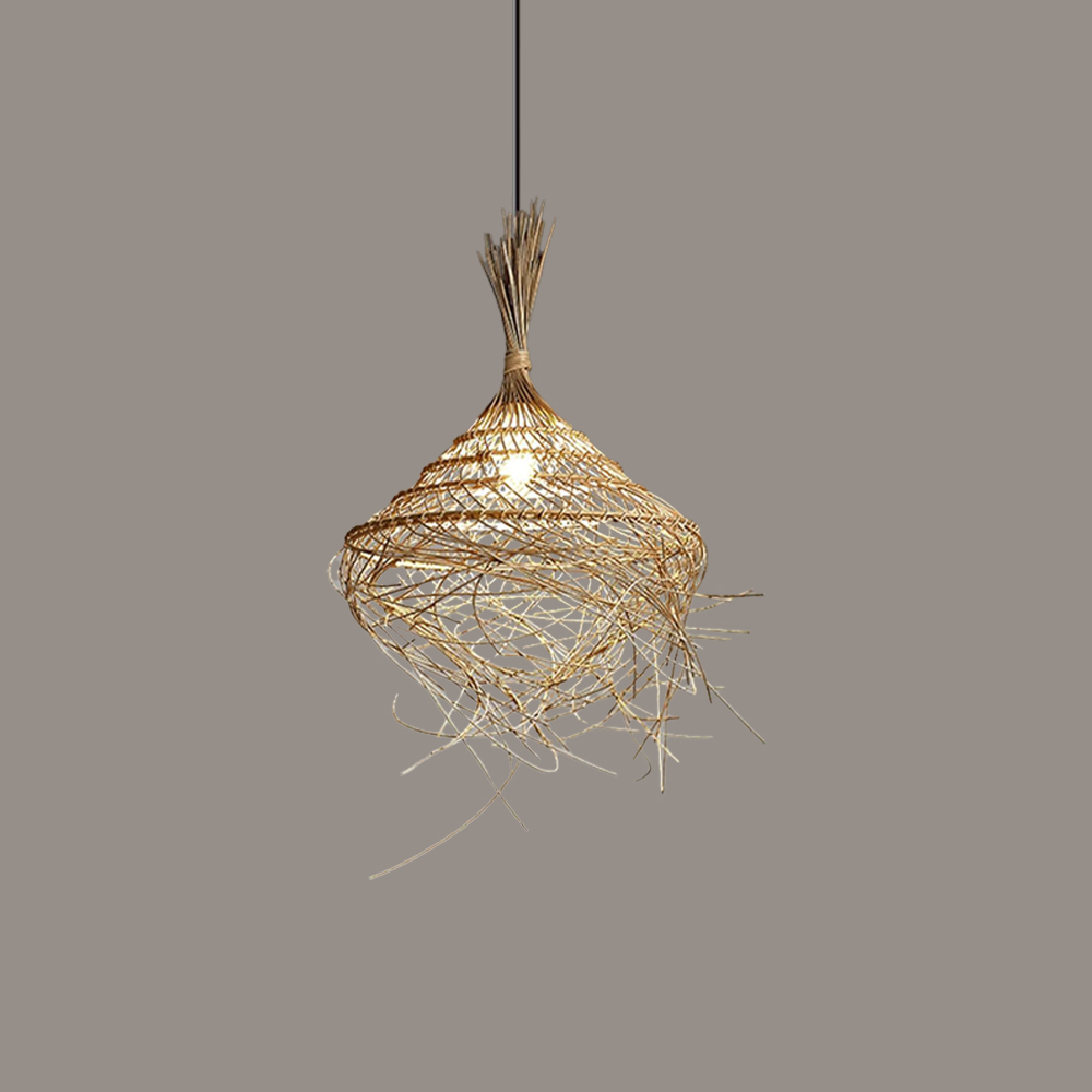 Wabi-sabi Hand-woven Rattan pendant Light For  Living Room 