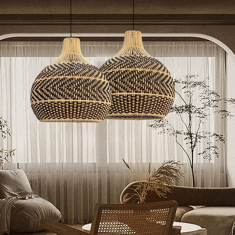 Brown Rattan Pendant Light Interior