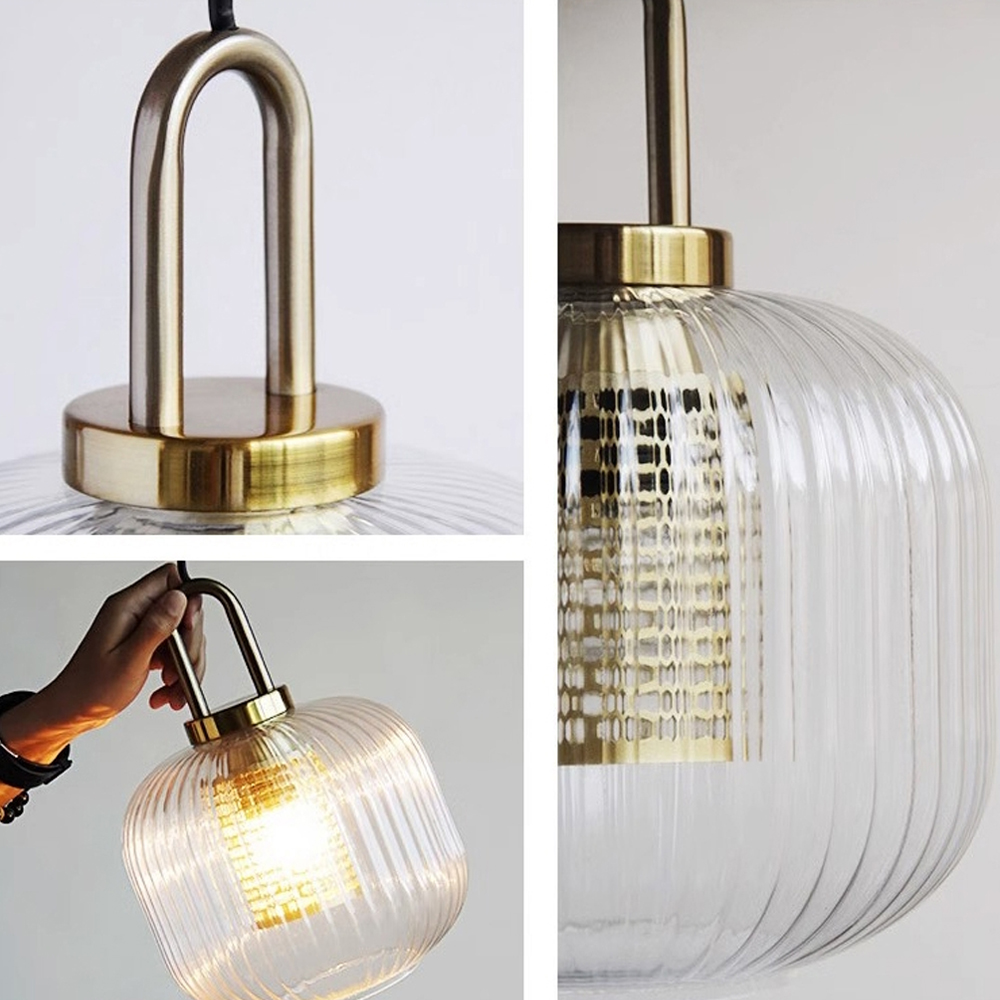 Clear Glass Pendant Light Shade With Brass Fitting
