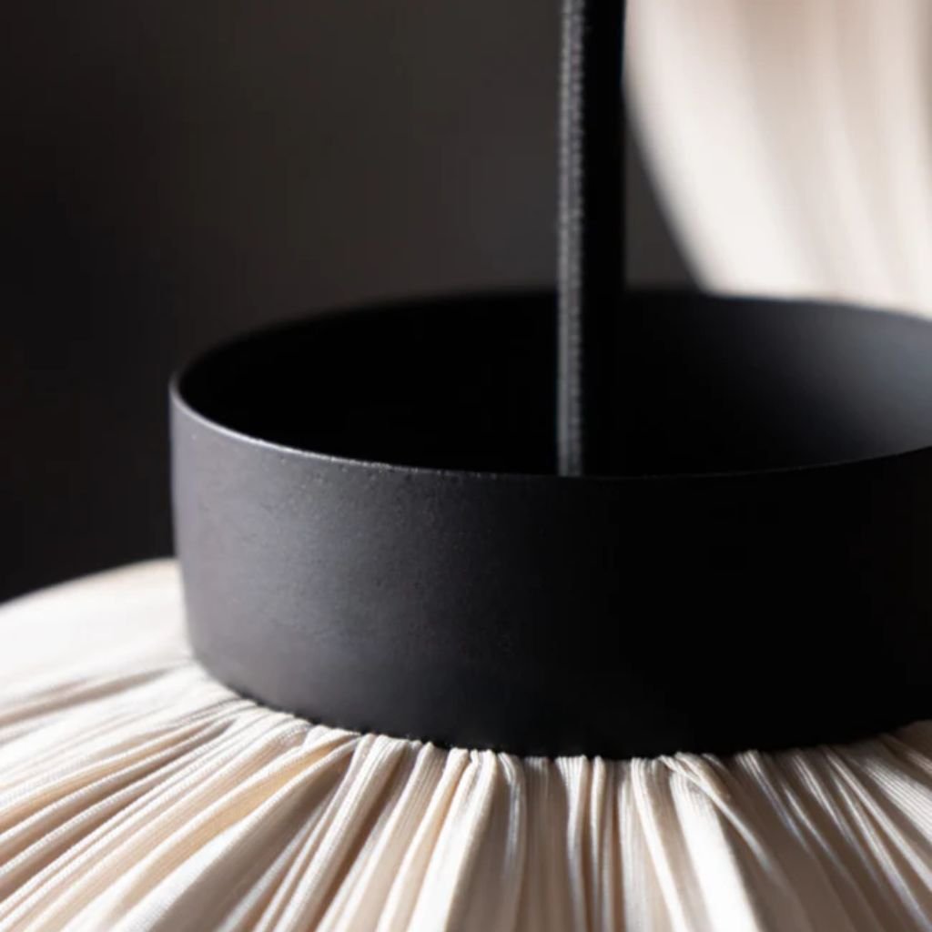 Wabi-Sabi Pleated Fabric Pendant Light Minimalist Linen Hanging Lamp for Bedroom & Dining Room