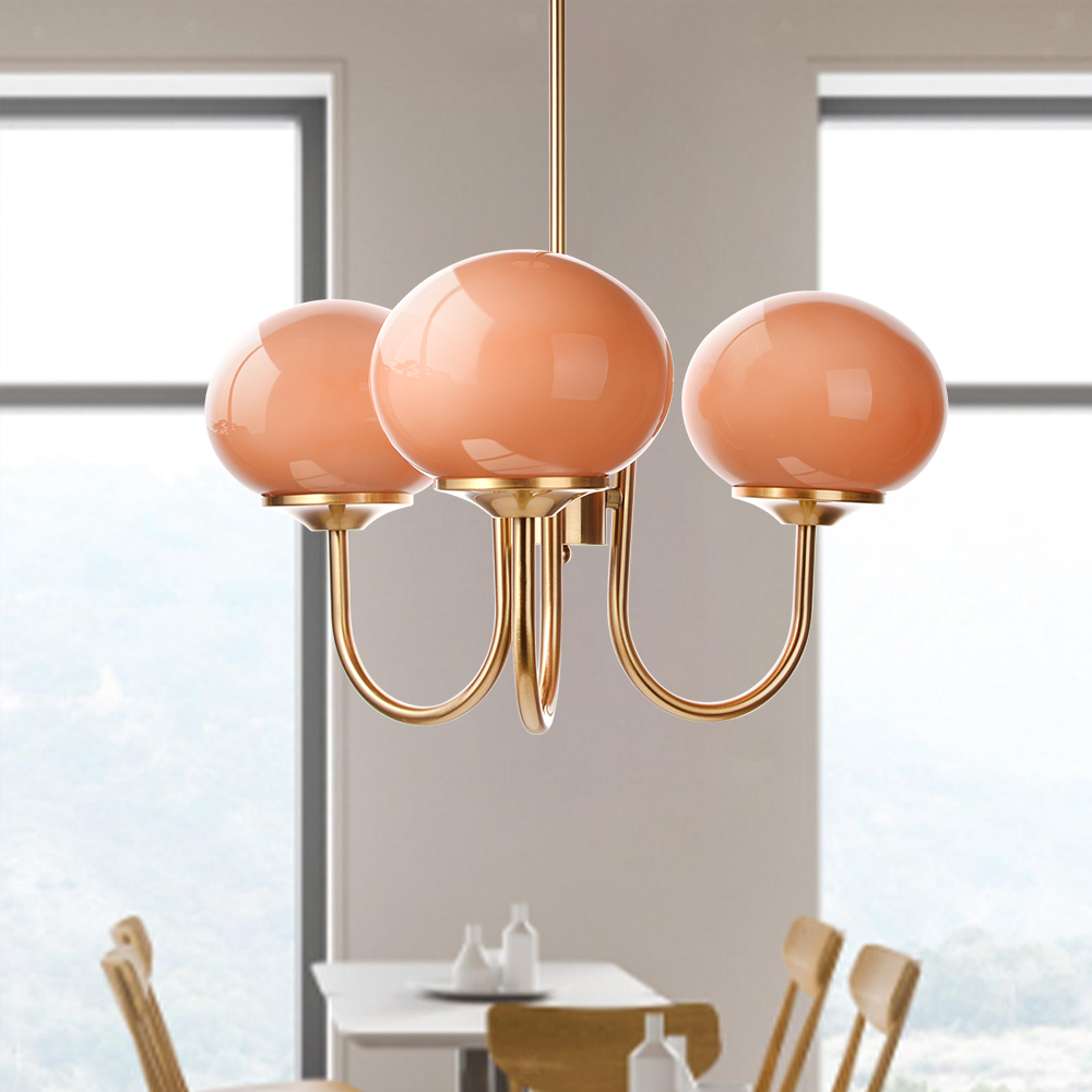 Milk Pink Glass Pendant Light Bubble Chandelier