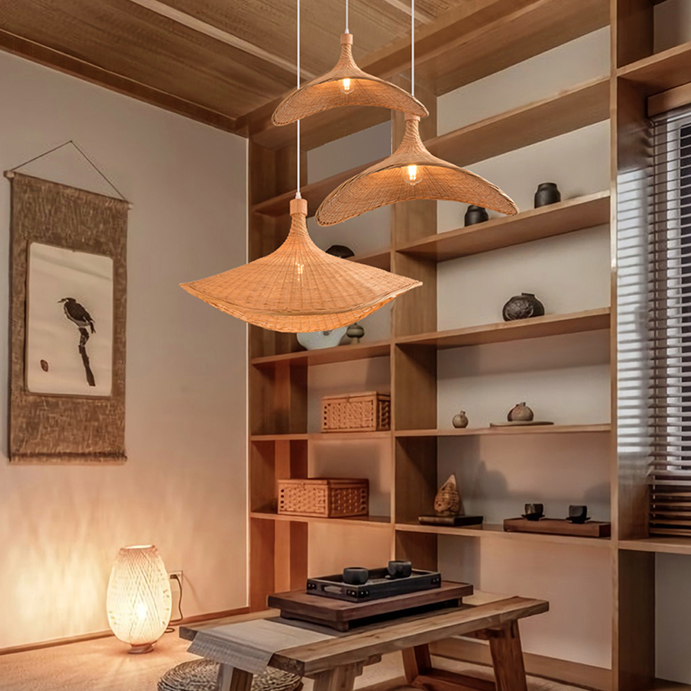 Handmade Bamboo Wicker Straw Hat Pendant Light Shade