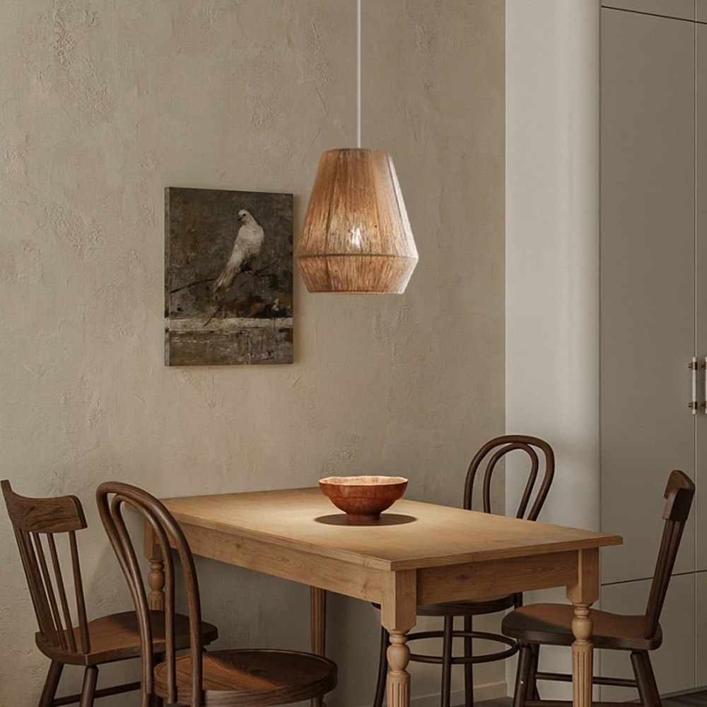 Japanese Style Hand-wove Hemp Rope Pendant Light Dining Room Lampshade