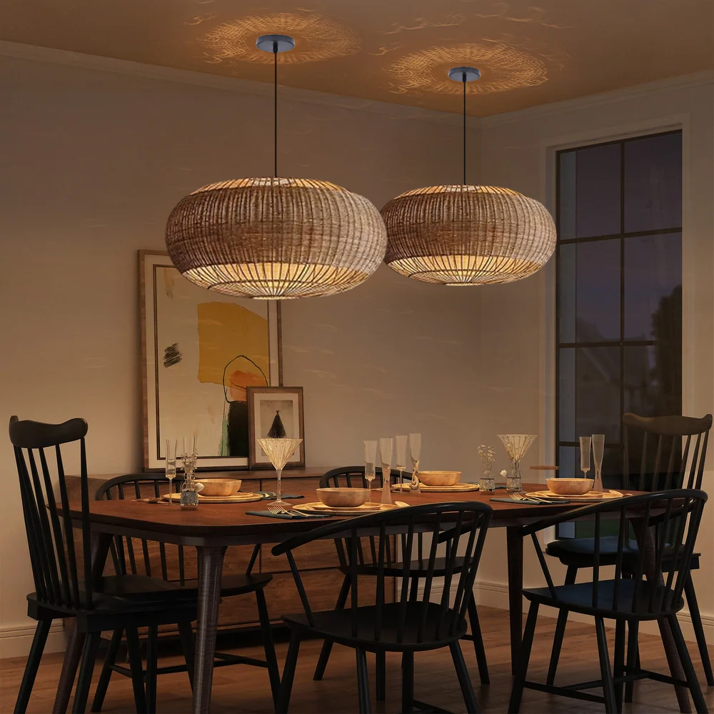 Rattan chandelier retro Japanese style wabi-sabi style bamboo pendant light