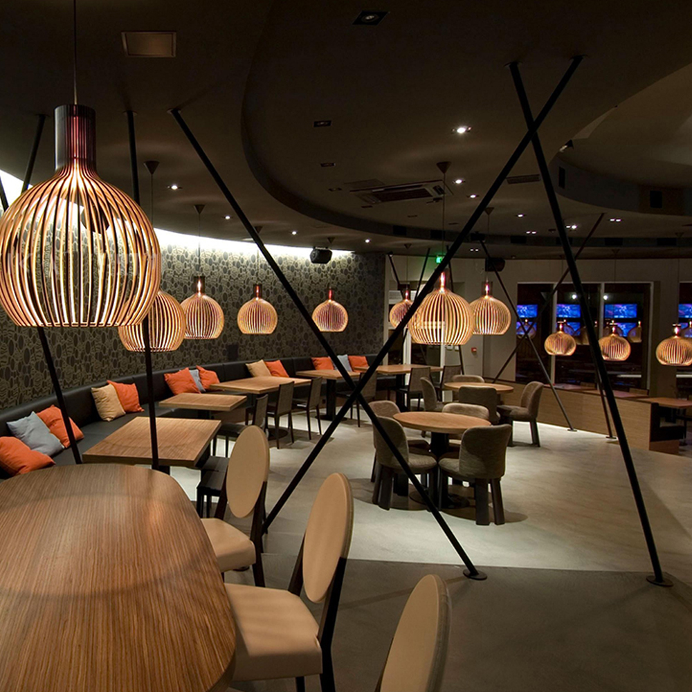 Nordic Wooden Cage Pendant Lighting Fixture