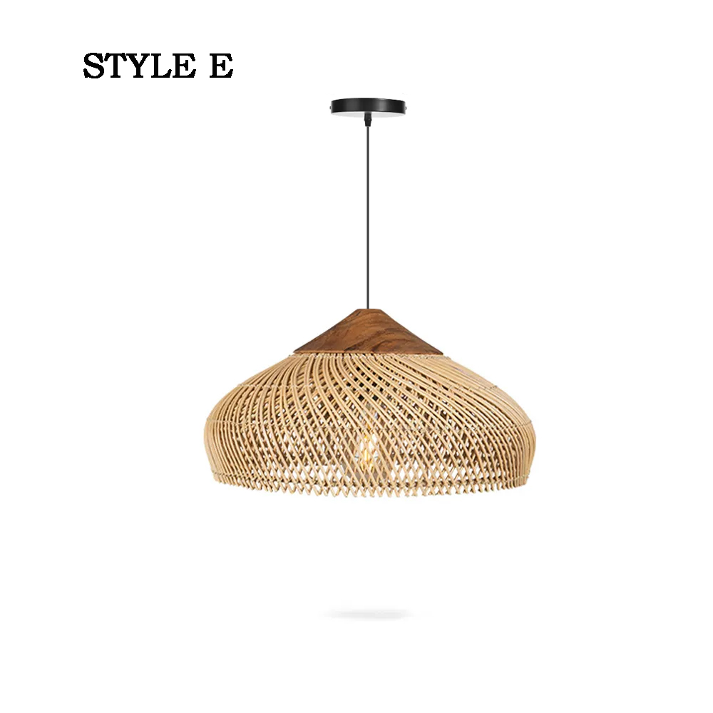 Wabi-sabi Retro Living Room Rattan Pendant Light Solid Wood Restaurant Lampshade