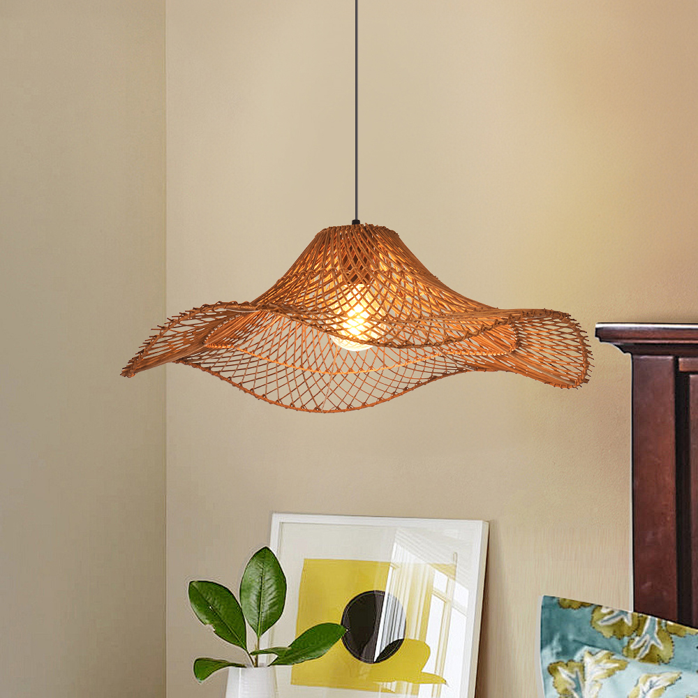 Rattan Woven Straw Hat Pendant Lights