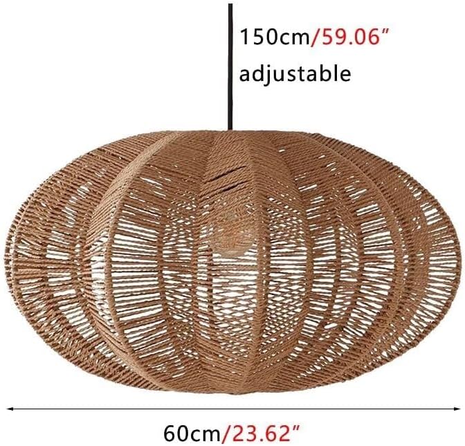 Natural Rattan Woven Pendant Lamp Rustic Coastal Ceiling Light Fixture