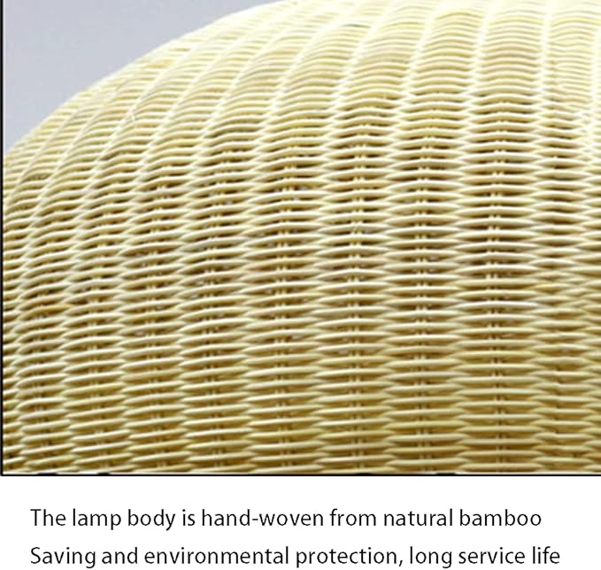 Rustic Rattan Pendant Lamp Wicker Chandelier Hand-Woven Boho Basket Lampshade