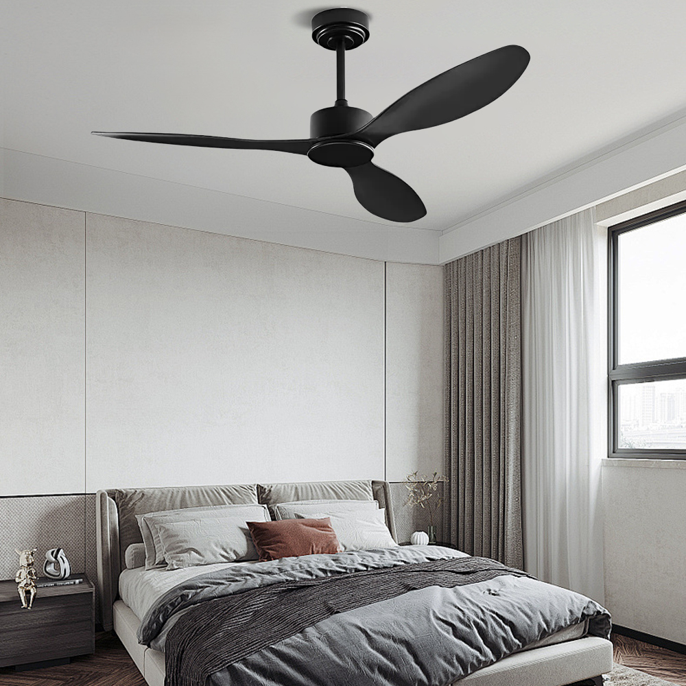 Nordic Style Dining Room Bedroom Walnut Ceiling Fan Light 52''