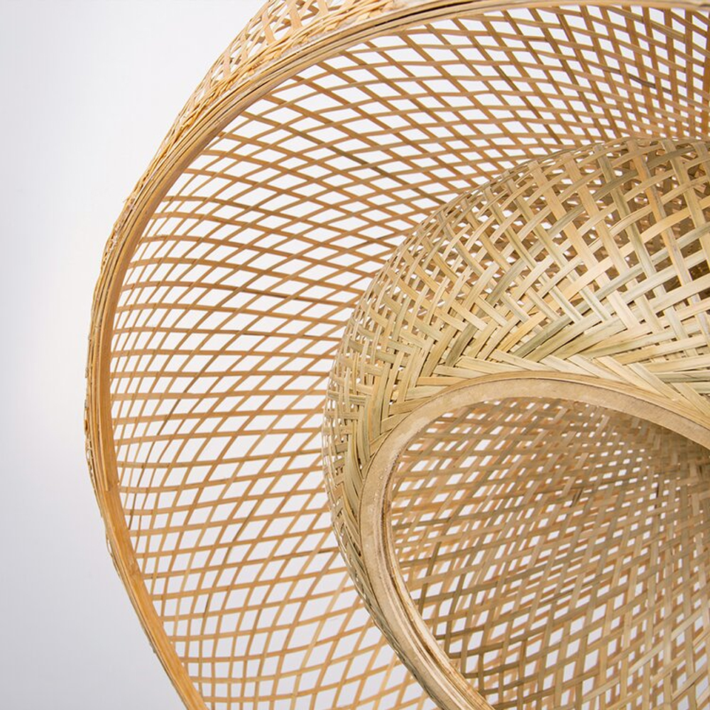 Open Weave Dome Rattan Pendant Light Boho Wicker Hanging Ceiling Lamp for Bedroom