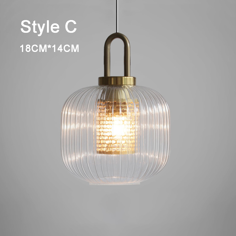 Clear Glass Pendant Light Shade With Brass Fitting