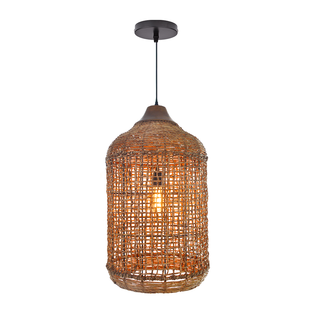 Oversize Rattan Pendant Light Kitchen Island Woven Cage Lampshade
