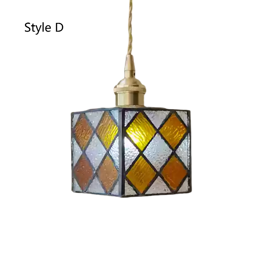 Japanese Retro Colored Magic Cube Handmade Glass Small Pendant Light