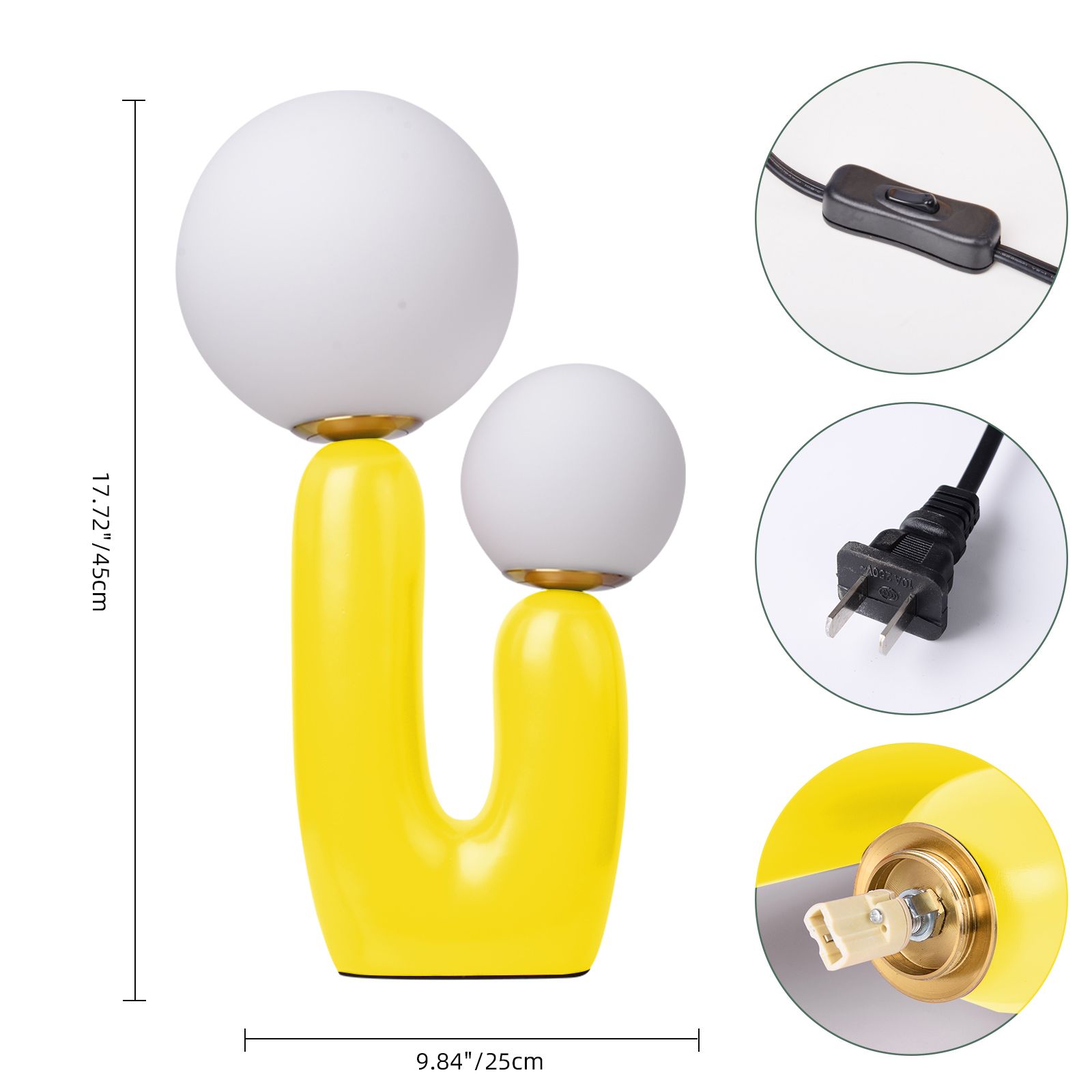 Nordic Night Light Children's Room Bedside Lamp Creative U-shaped 2 Heads Milky White Glass Table Lamp