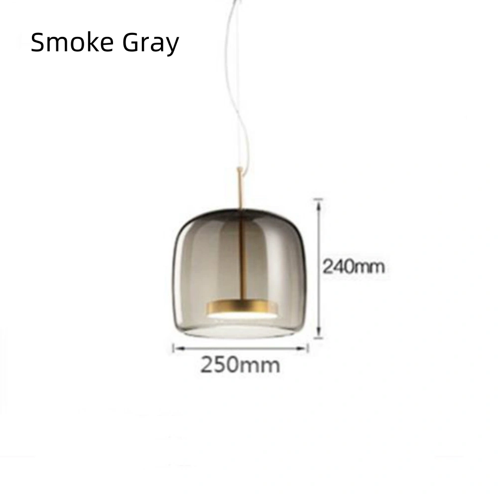 Modern Simple Dining Room Amber Glass Single Head Pendant Light