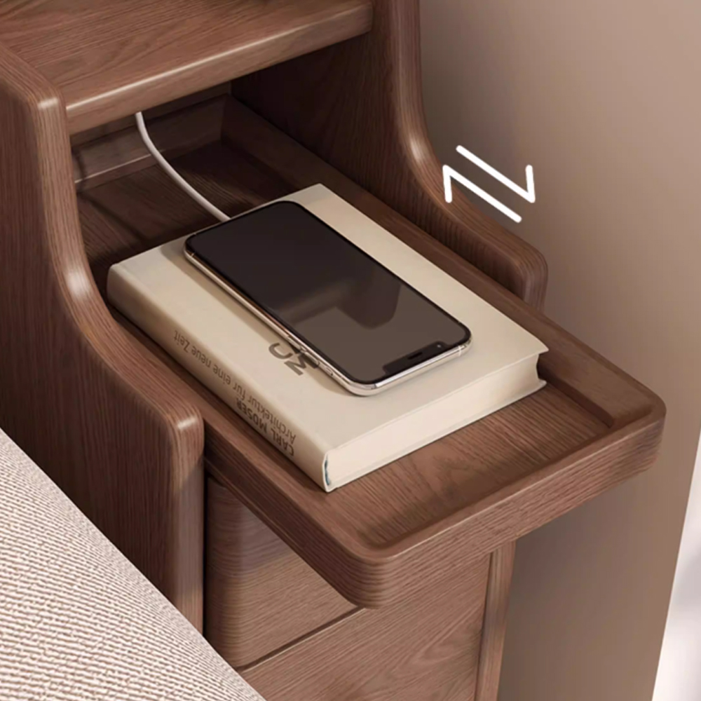 Mini Bedroom Solid Wood Nightstand Sofa Gap Slim Storage Cabinet