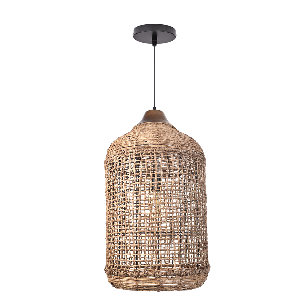 Oversize Rattan Pendant Light Kitchen Island Woven Cage Lampshade