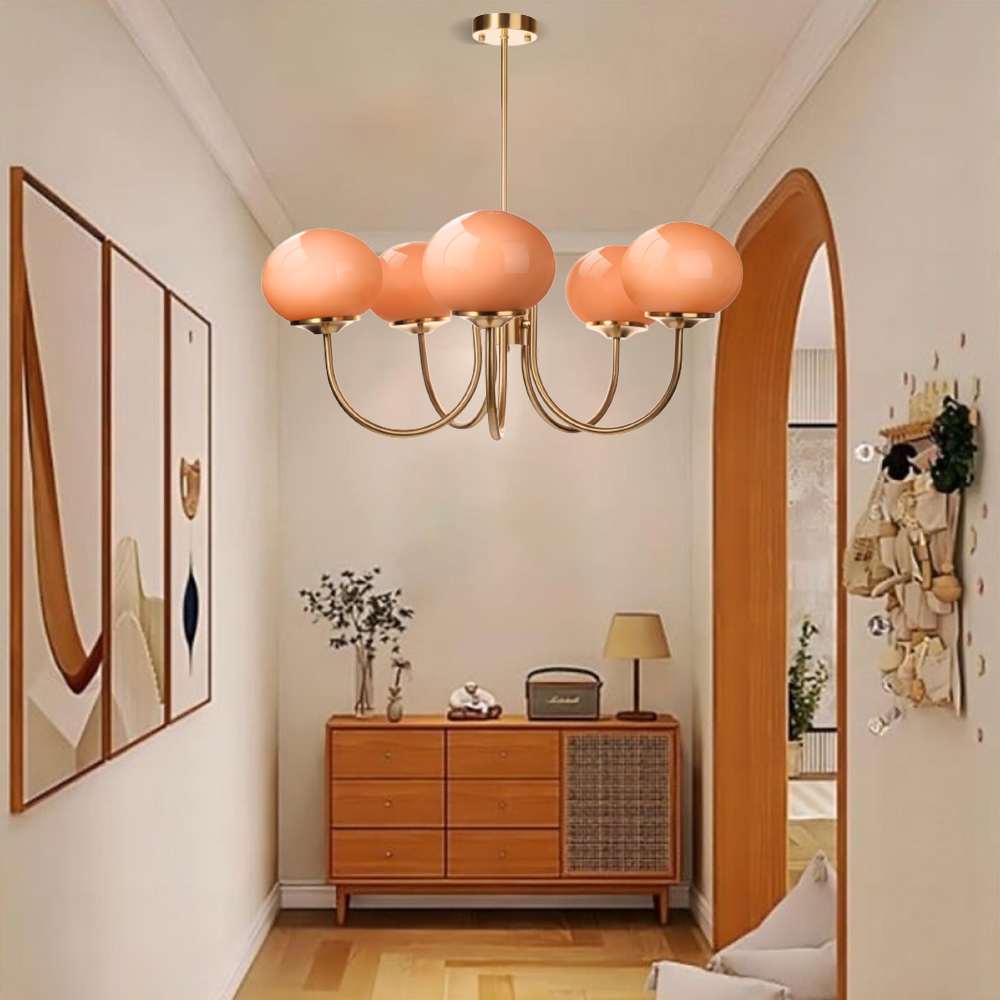 Milk Pink Glass Pendant Light Bubble Chandelier