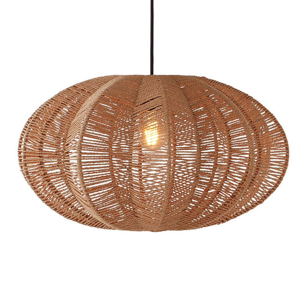 Natural Rattan Woven Pendant Lamp Rustic Coastal Ceiling Light Fixture