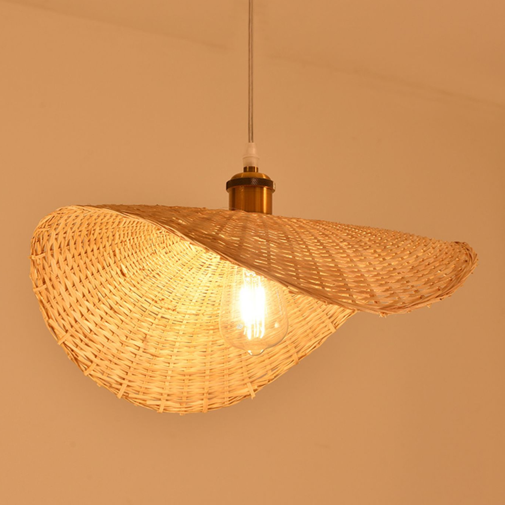 Handmade Bamboo Wicker Straw Hat Pendant Light Shade