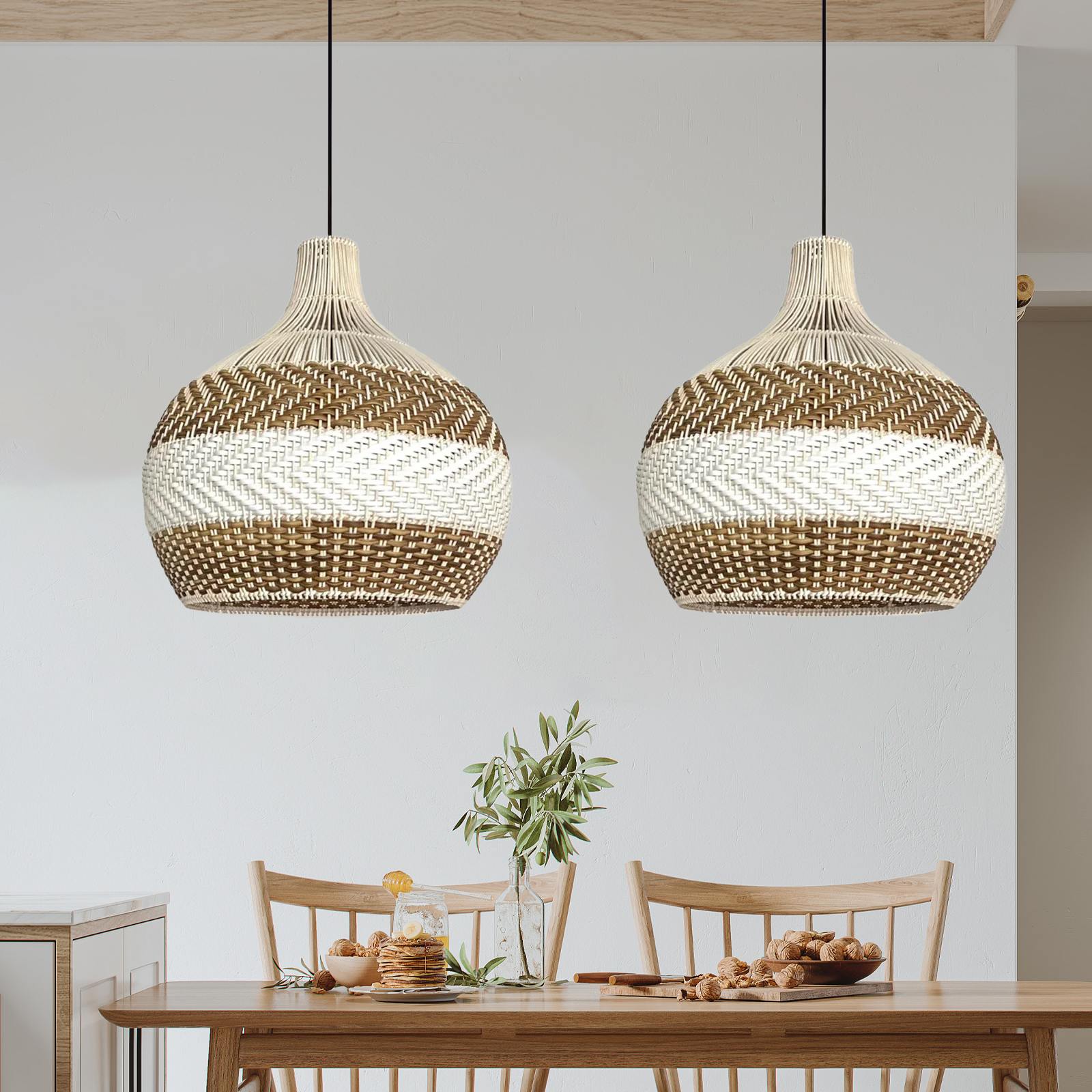 White Rattan Pendant Light Interior Decor