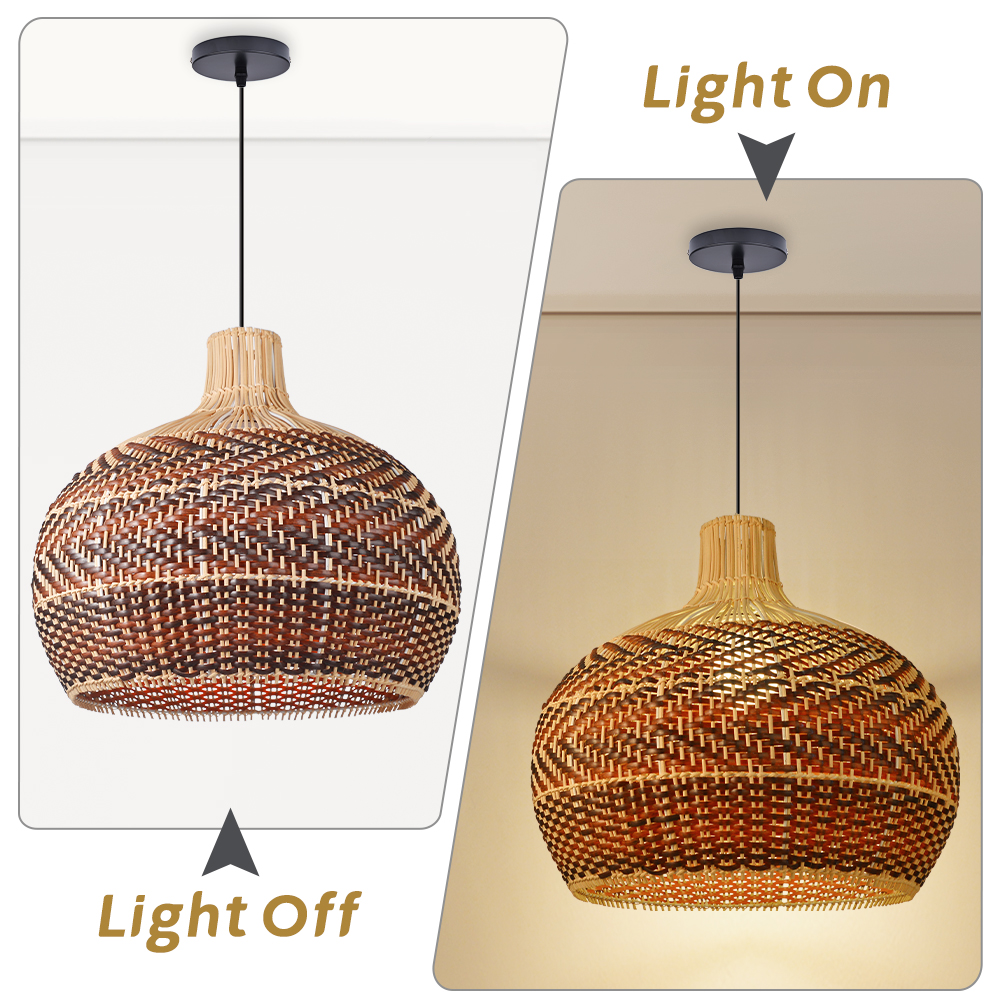 Wabi-Sabi Brown Rattan Pendant Chandelier for Living Room