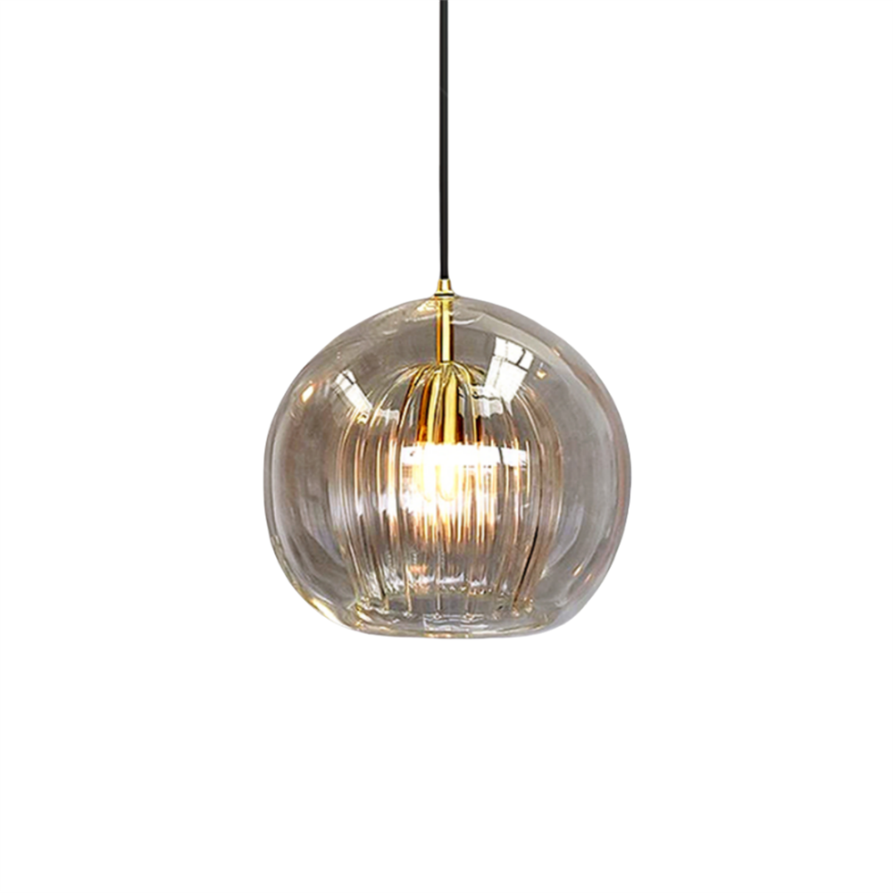 Simple Glass Ball Pendant Light Clear Bedside Small Chandelier