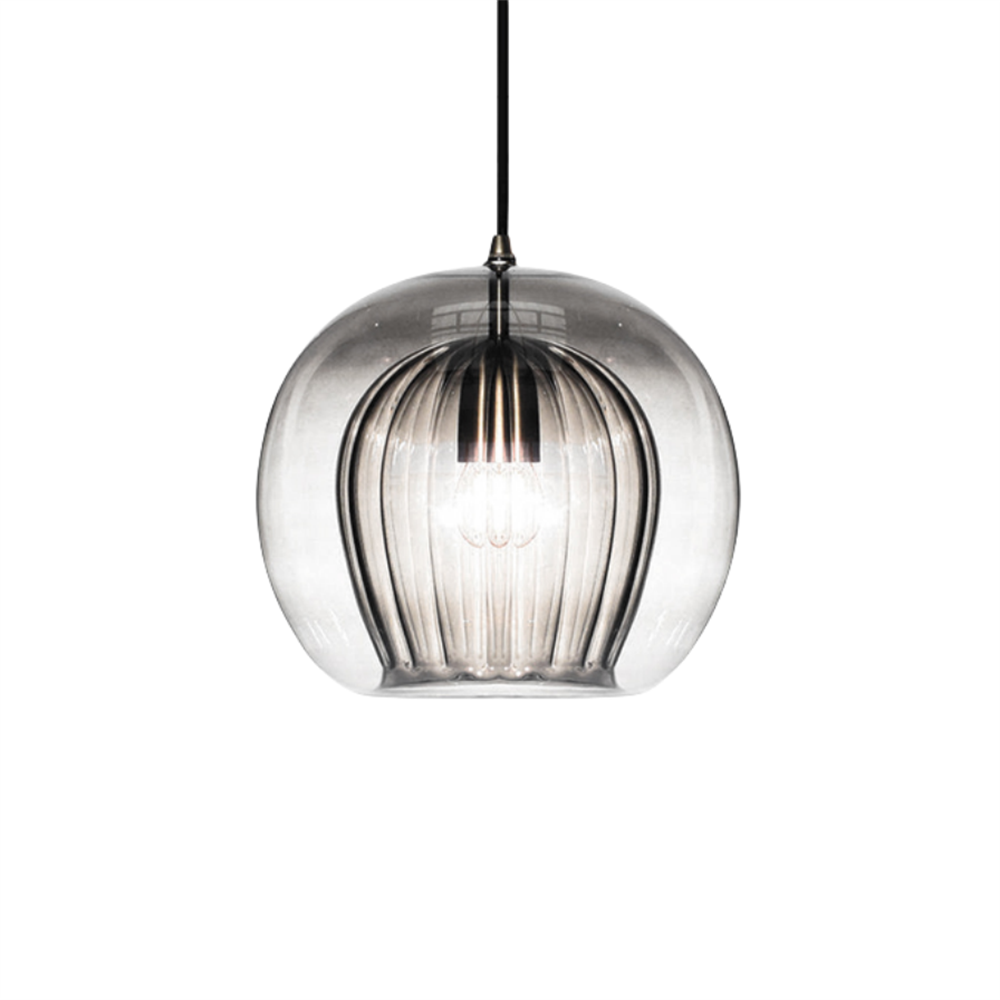 Simple Glass Ball Pendant Light Clear Bedside Small Chandelier