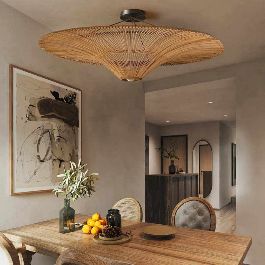 Lamppo Large Modern Rattan Pendant Light 80CM Ceiling Lampshade for ...