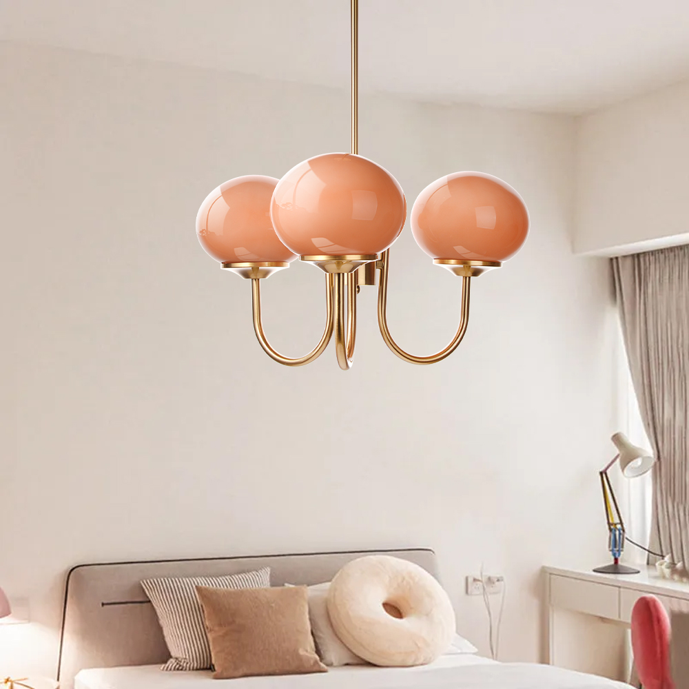 Milk Pink Glass Pendant Light Bubble Chandelier