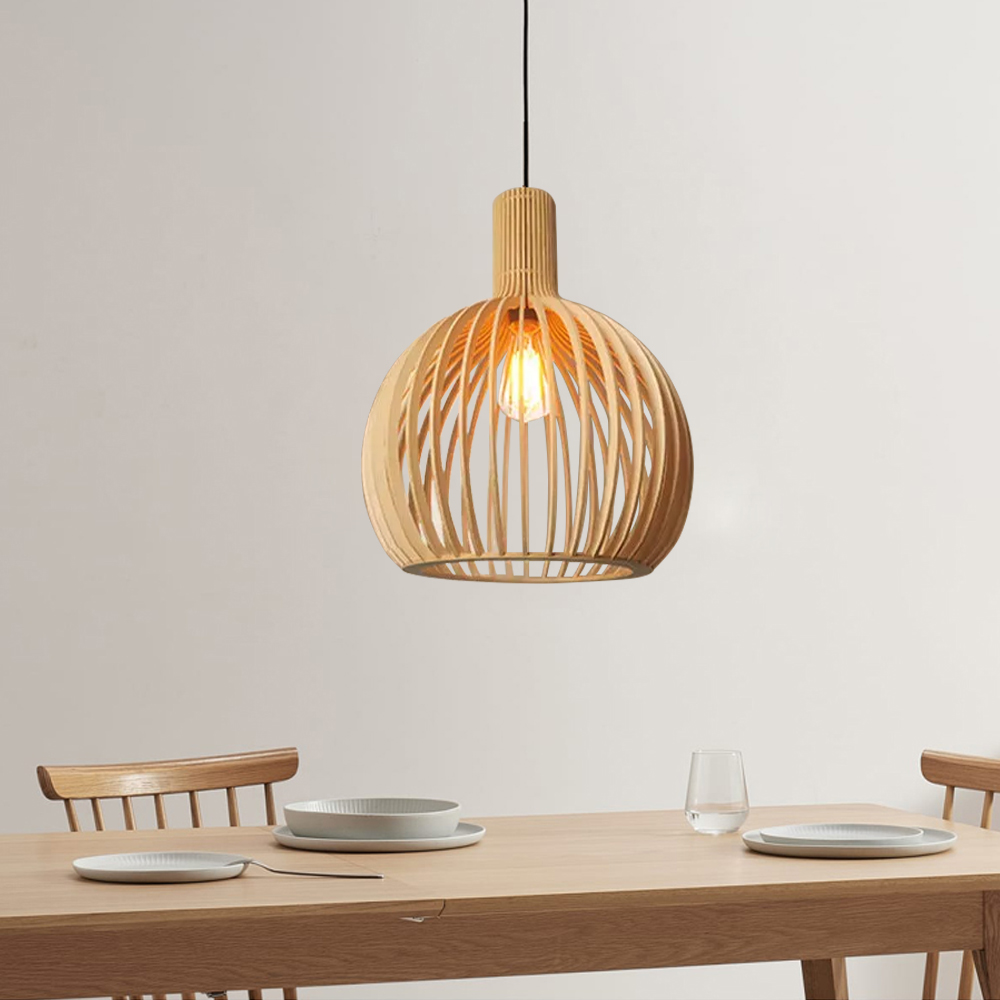 Unique Wooden Birdcage Pendant Light Chandelier Scandinavian Modern Lighting Fixture