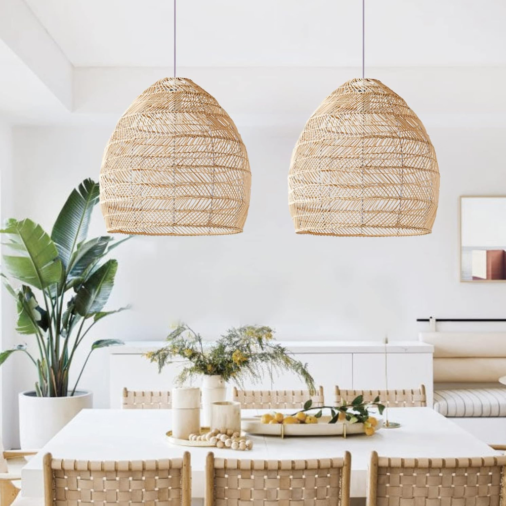 Handmade Pendant Light Retro Restaurant Rattan Pendant Light Shade