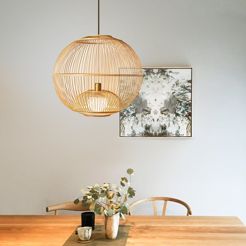 Traditional Bamboo Pendant Hanging Light Fixture Country Crafts